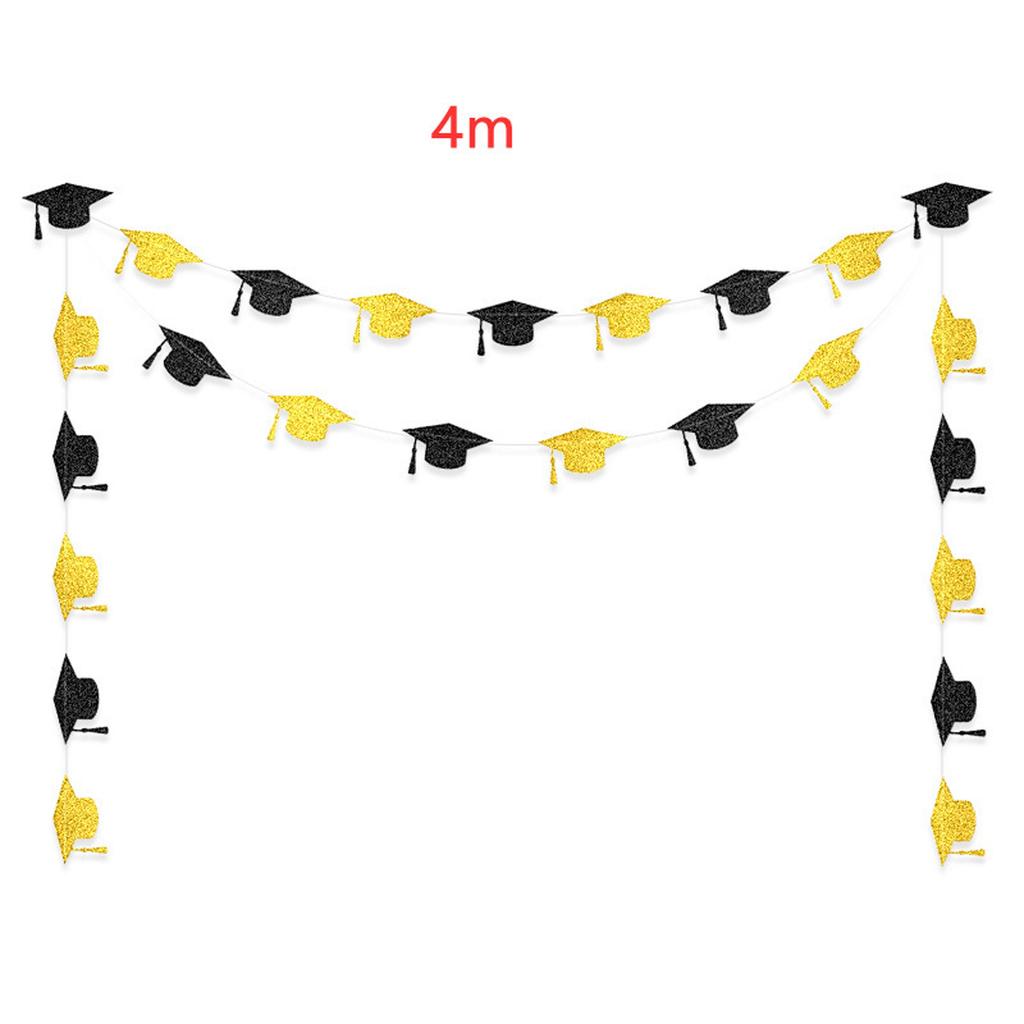 Graduation Season School Party Decoration 2M Doctor Hat Latte Glitter Decoration Flag Creative Modeling