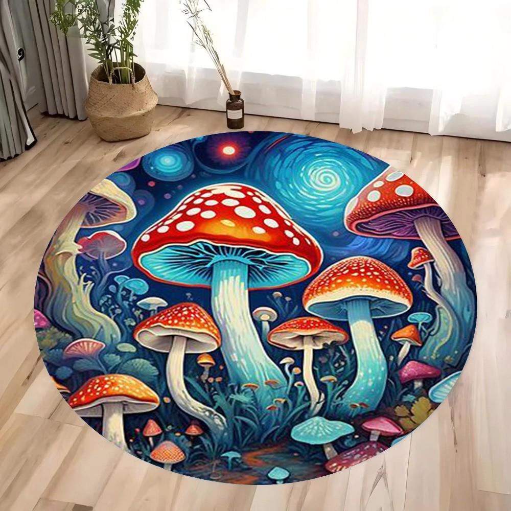 Enchanted Mushroom Kingdom Rug Colorful Round Forest Floor Mat Living Room Decor Bedroom Carpet Inspired By The Magical Forest