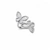 18k Gold Plated Open Butterfly Ring with Zircon Inlay - Elegant High-End Versatile Jewelry