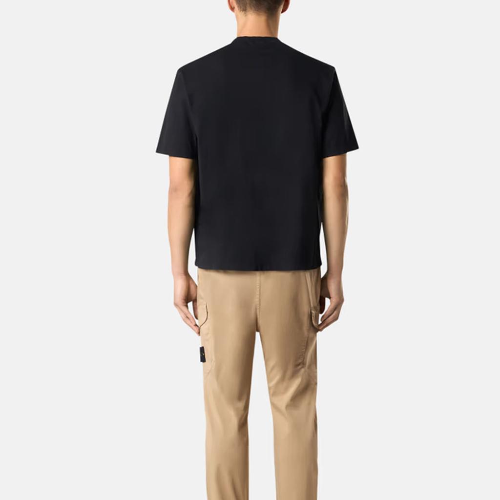 Stone Island Ss25 Compass Patch Ribbed Crew Neck Short Sleeve T-Shirt Men Tops Black K1S152100034-V0029