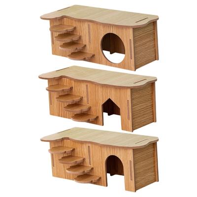 Hamster House Hideouts Climbing Ladder Small Animal Habitat Natural Wood Play House Chews Toy for Dwarf Hamster