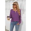 Fall Winter New Women's Solid Color Lace Splicing Loose Long Sleeve T-shirt Top For Cross-border Europe America