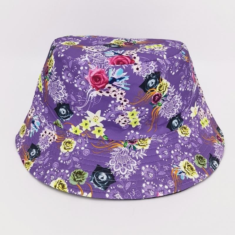 Bucket hat female European and American plants flower print pot hat summer student outdoor sunshade sun protection hat male trendy hat