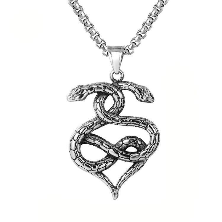 Tide Retro Snake Shape Titanium Steel Sweater Necklace