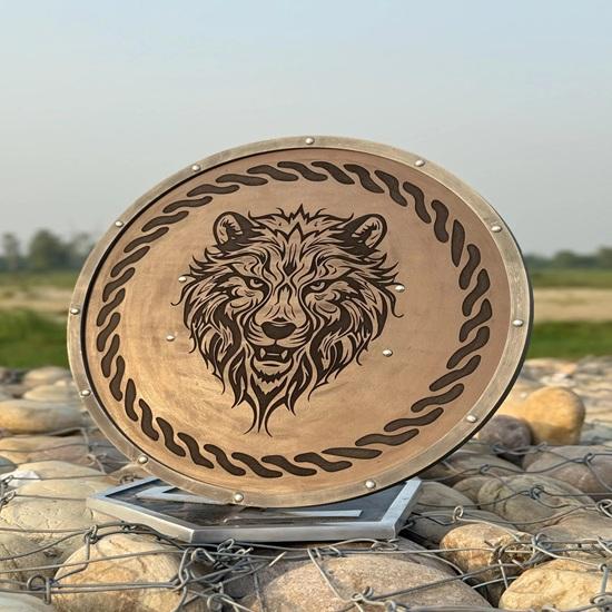 60.96 Cm Wolf Battleworn Wooden Shield Medieval Viking Warrior Shield Wall Decor Shield Best Gift for Decoration