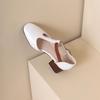 Mature Women Sandals Square Toe High Chunky Heels Shoes Ankle Strap Large Plus Size 47
