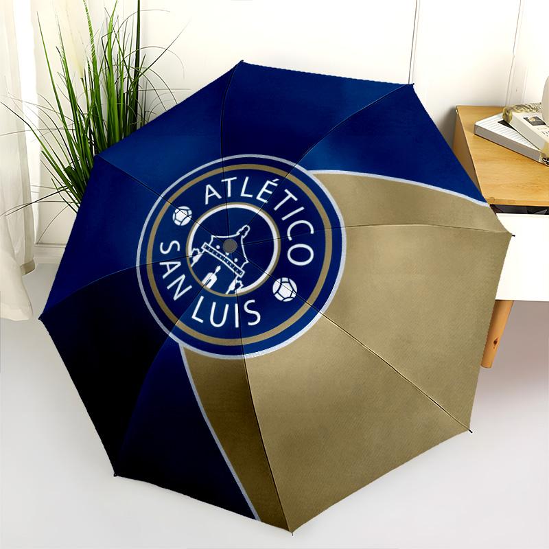 Atlético San Luis  pattern, automatic folding umbrella, portable and foldable design, 8 ribs, a Christmas or birthday gift.