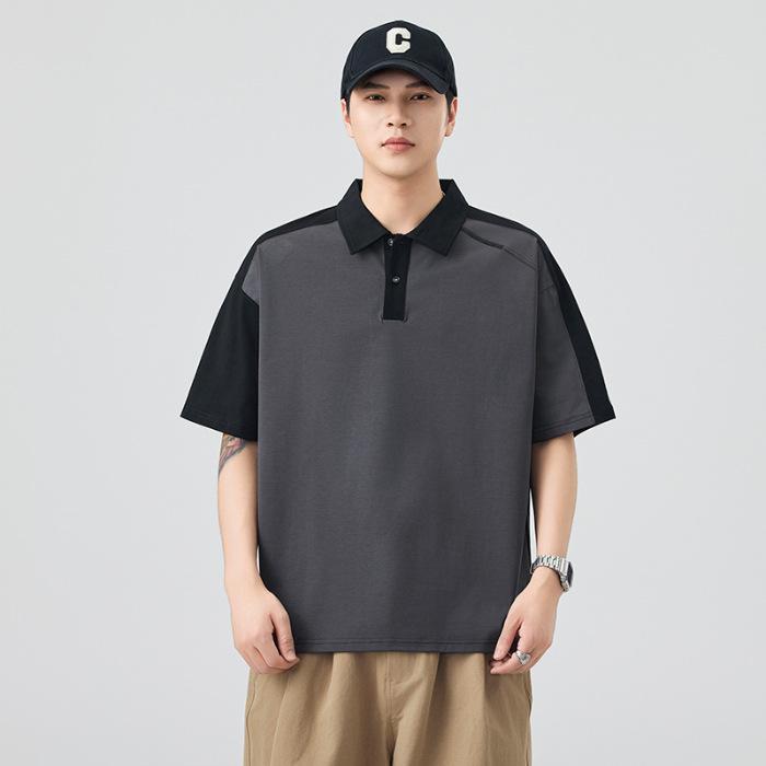 

Мужская летняя новая свободная футболка-поло с коротким рукавом, мужская тонкая футболка с коротким рукавом и лацканом 4XL