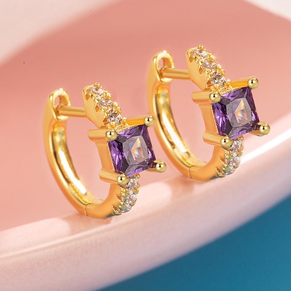 Mode transfrontalière: Boucles d'oreilles en Zircon Violet au Design Unique pour un Style Élégant