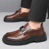 Fashion High Quality Men Casual Leather Business Shoes Classic Thick Bottom Dress Derby Loafers Comfortable and Breathable Walking Shoes