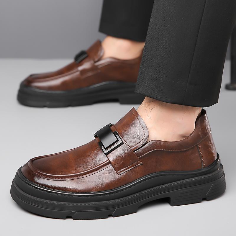 Fashion High Quality Men Casual Leather Business Shoes Classic Thick Bottom Dress Derby Loafers Comfortable and Breathable Walking Shoes