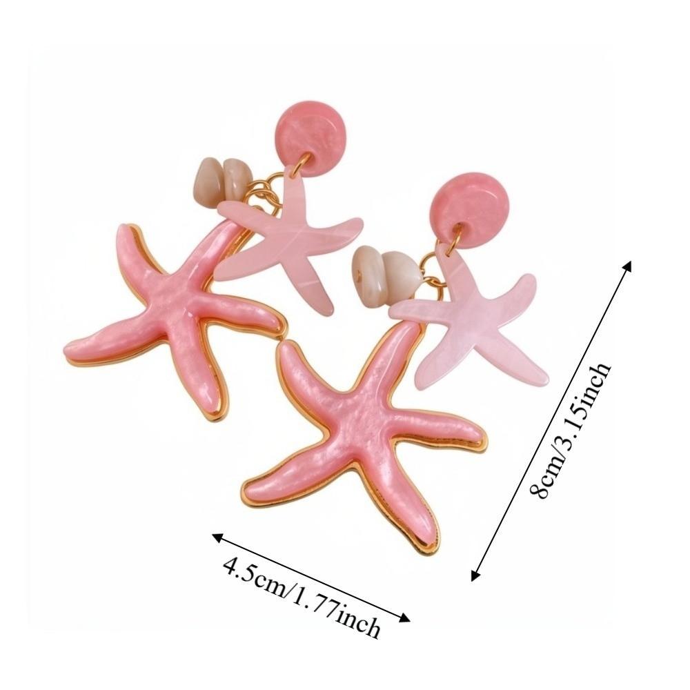 Candy Color Ocean Starfish Stud Earrings Shell Starfish Ear Pendant  Summer Beach