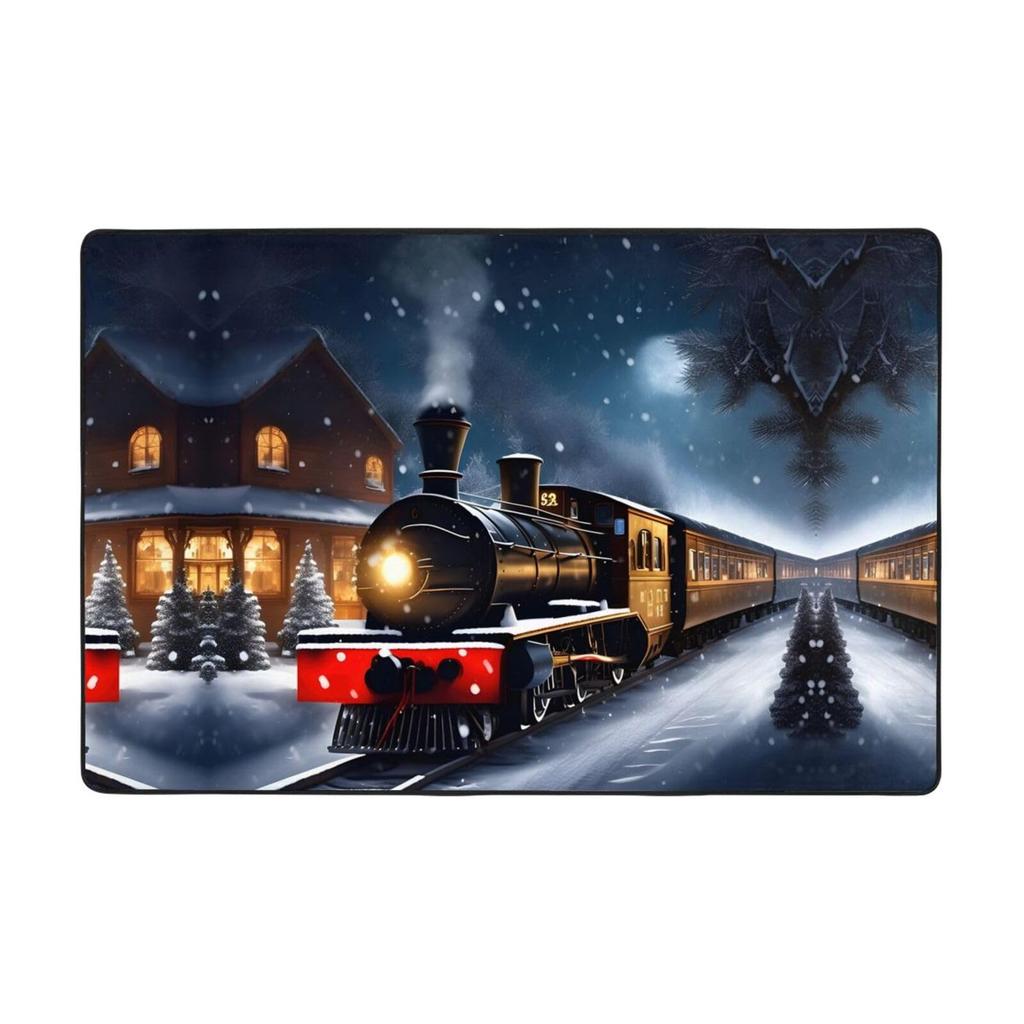 Zug Bereichsteppich für Mädchen Jungen Retro Dampfmaschine Teppich Eisenbahngleis Transport Fußmatte 3D Vintage Fahrzeuge Wohnzimmer Fußmatte