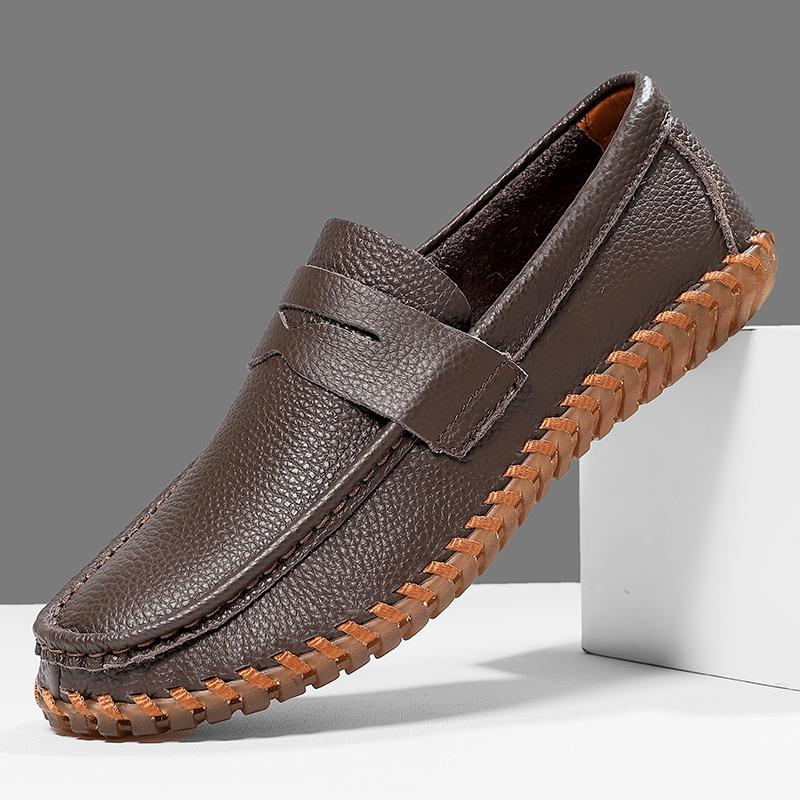 New Fashion Penny Loafter For Men Black Brown Patent Leather Casual Driving Shoes Male Slip On Soft-soled Walking Footwears