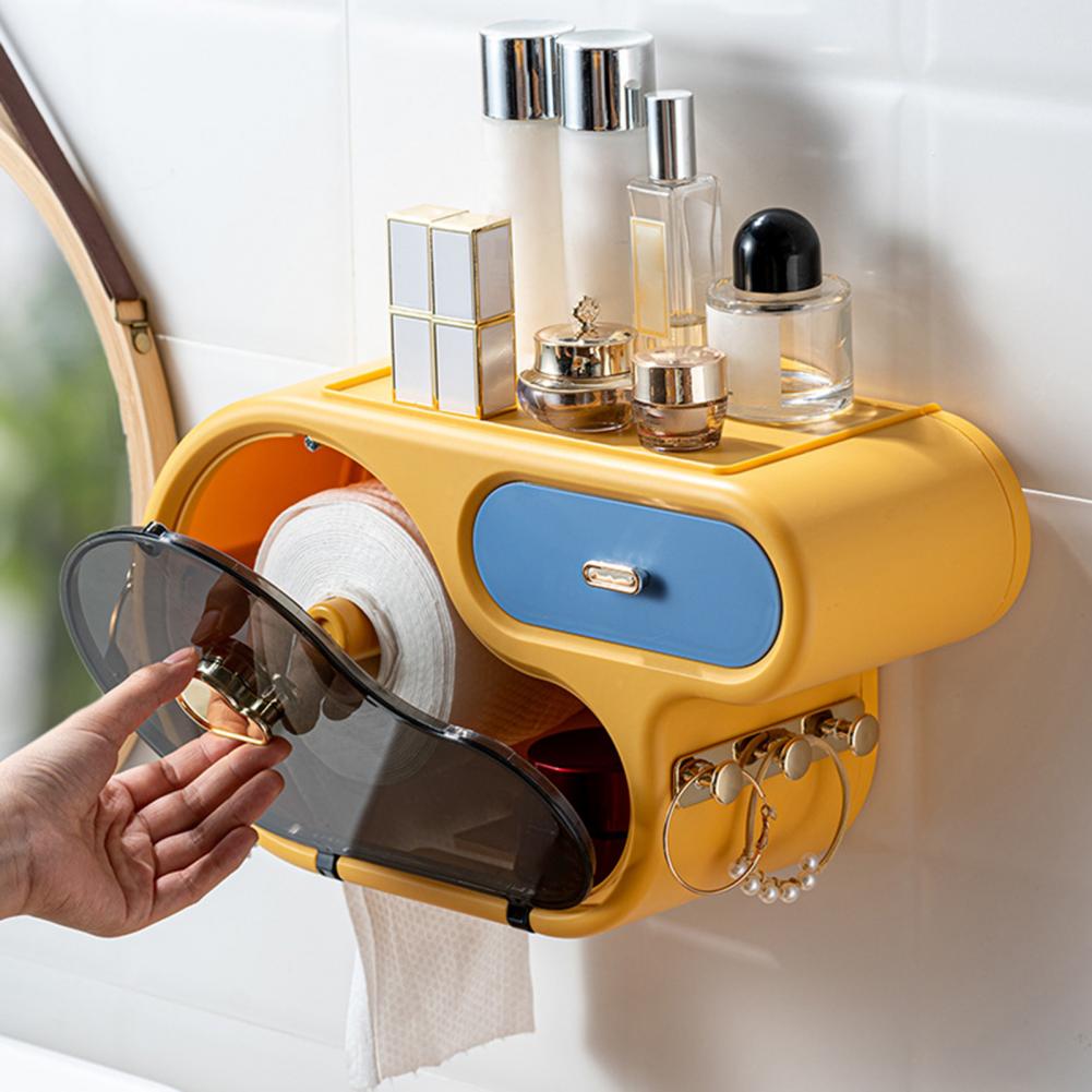 Toilet Paper Organizer Wall-mounted Waterproof PP Strong Load-bearing Tissue Rack Storage Box Toilet Bathroom Accessories