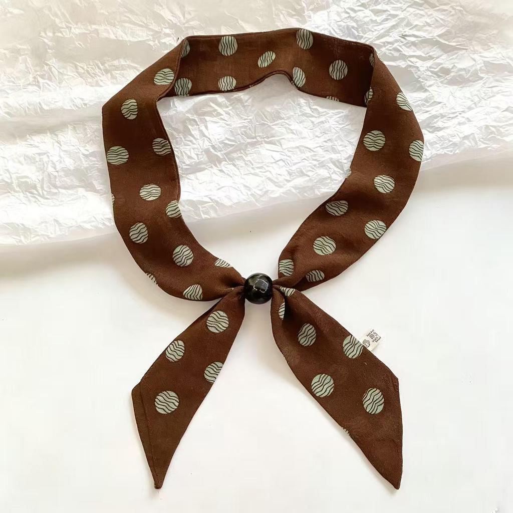 Elegant Spring Silk Scarf Necklace for Women - Versatile Gem Flower Ribbon Collar Accessory