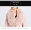 Women's Imitation Rex Rabbit Fur Collar Shawl Cape - Large Size, Knitted Loose Fit Cardigan for Autumn and Winter