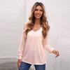 Fall and Winter New Arrival Cut Out Stripes V Neck Long Sleeves T-shirt Female 2024 Fashion Fashion Plus Size Pullover Bottoming Shirt Tops Female