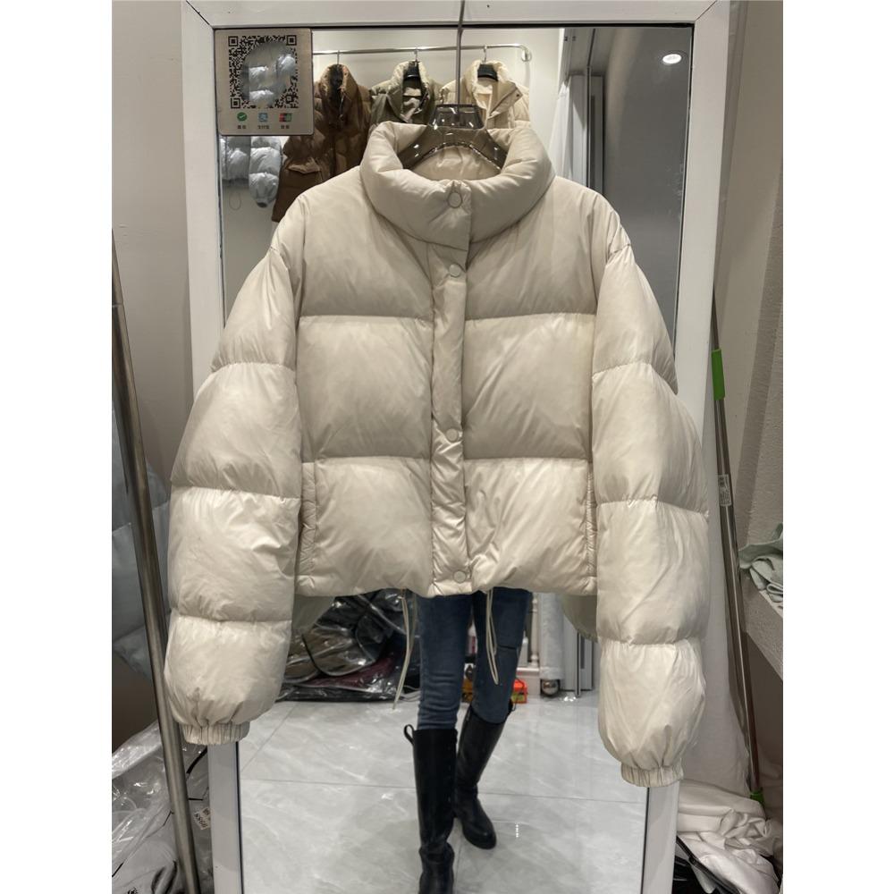 Small Korean Version of the New Cotton-padded Jacket for Women, Short Stand-up Collar, Loose Fashion Glossy Cotton-padded Jacket for Women