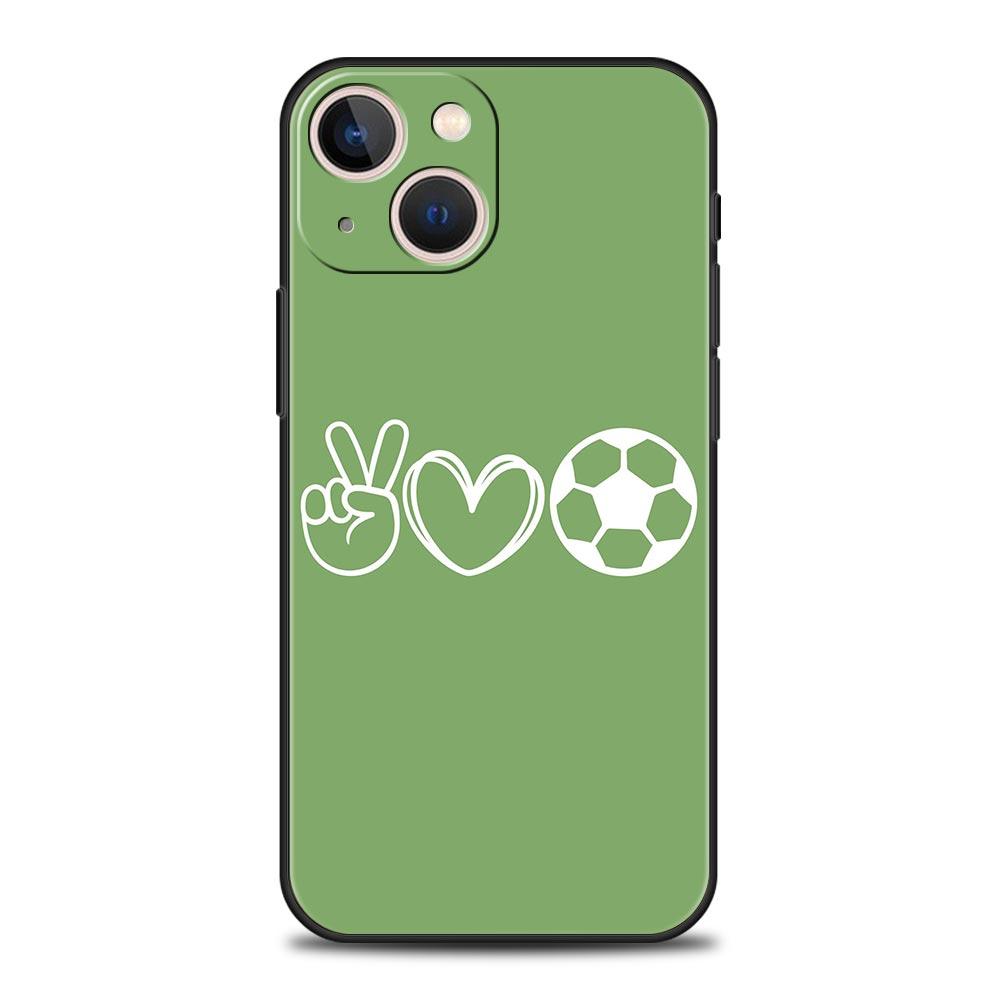 Phone Case For iPhone 17 16e 15 14 13 12 11 Pro Max SE 7 8 Plus Shell iPhone 16 Soft TPU Cover Soccer Heartbeat