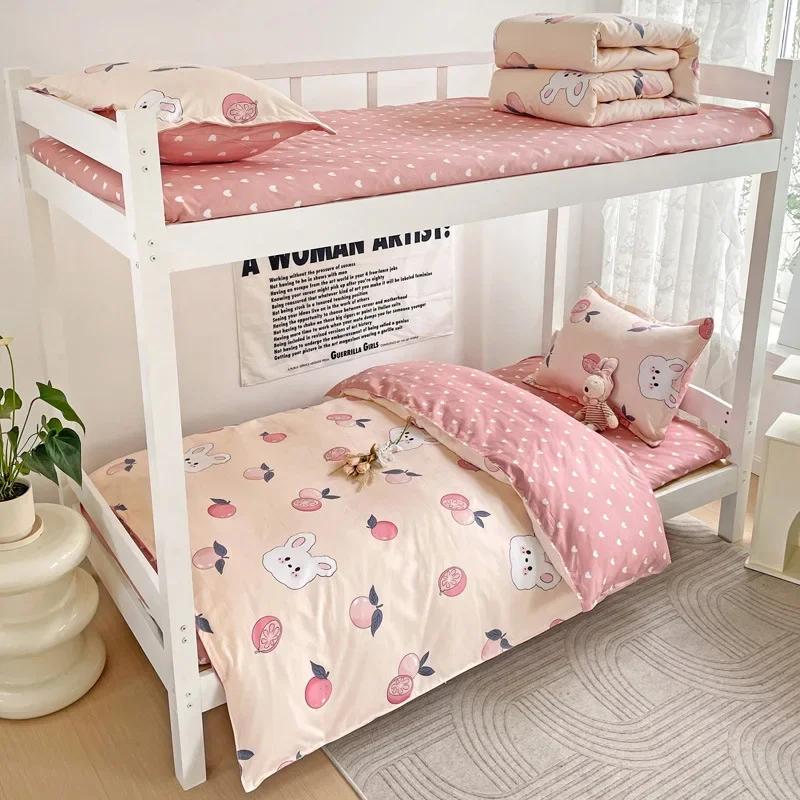 Plant Cashmere Student Dormitory Three-piece Bed Kit Single Double Household Bed Sheet Quilt Cover Popular