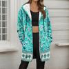 Women's Gradient Print Fashionable Loose Zipper Fleece Hoodie Jacket