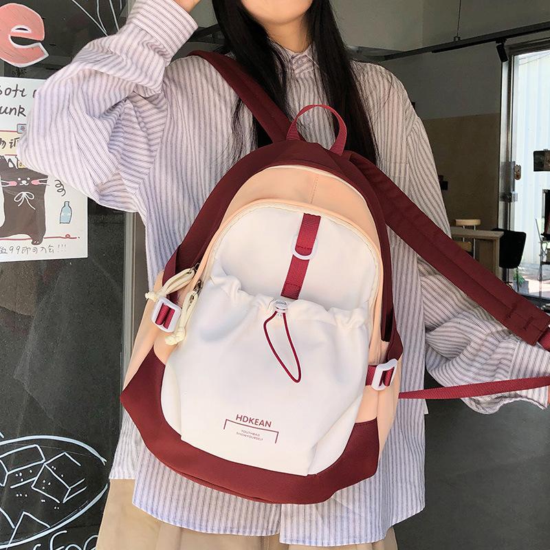 Sweet niche color matching girl backpack new versatile high school student schoolbag commuter travel backpack