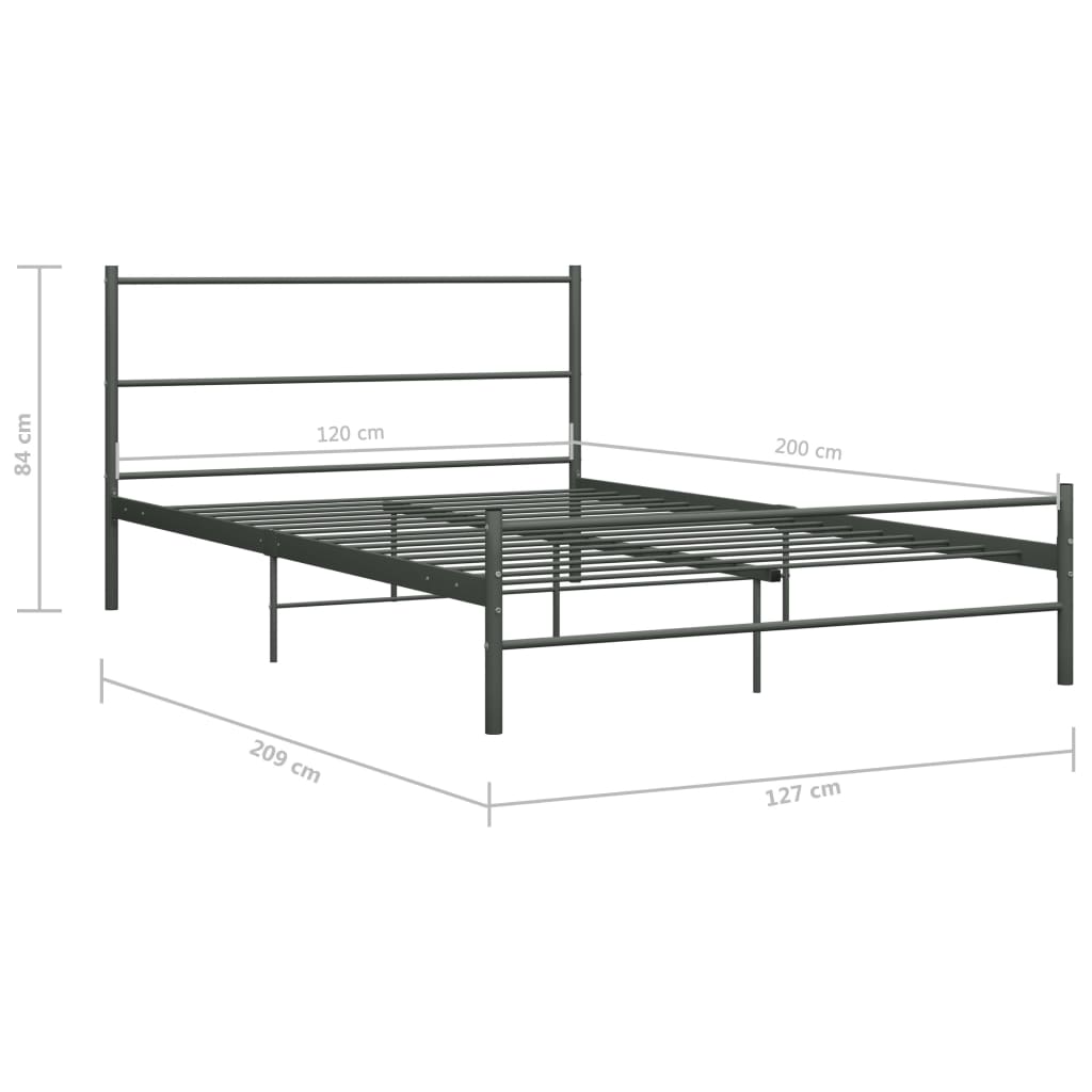 Double Bed Frame Gray Metal 120 X 200 Cm