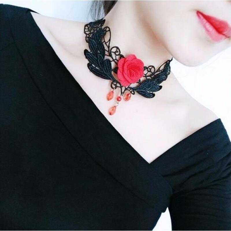 Accessories Women's Cervical Strap Court Gothic Hottie Necklace Lace Necklace Choker Collarbone Chain Collar Vintage
