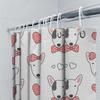 Pink Bow Tie Pattern Shower Curtain Cute Dogs Print Bathroom Decor White Fabric Waterproof Shower Curtains Set (Size180X245Cm)