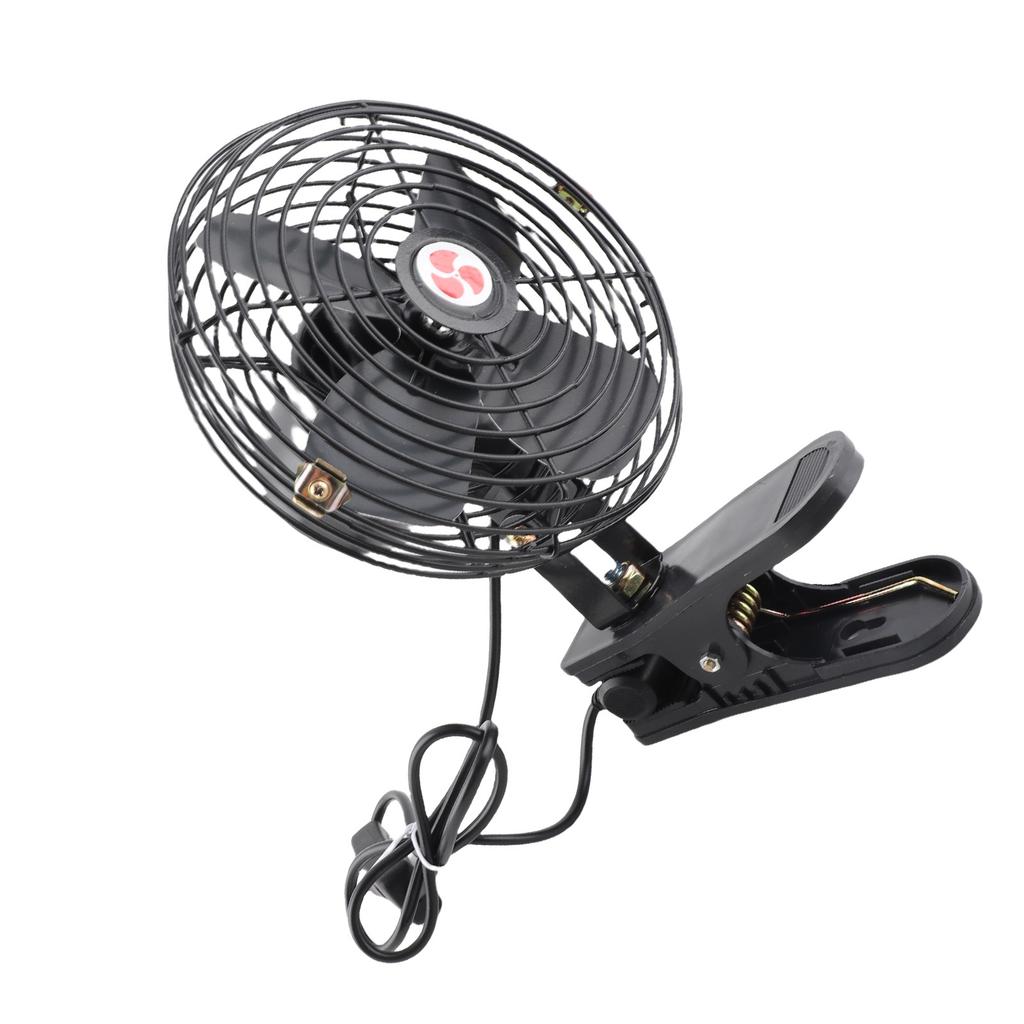 8in Car Cooling Fan Cigar Lighter Powered Black Quiet Metal Clip On Fan for Car Truck SUV RV Boat Bus DC12V