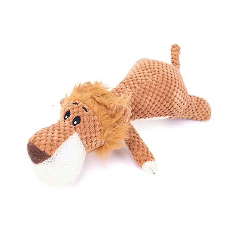 1Pcs Large Dog Toy Bite-Resistant Sound Plush Toy Lion Wolf Elephant Cartoon Pet Toy Squeaky Dog Toy for Small & Medium Dogs