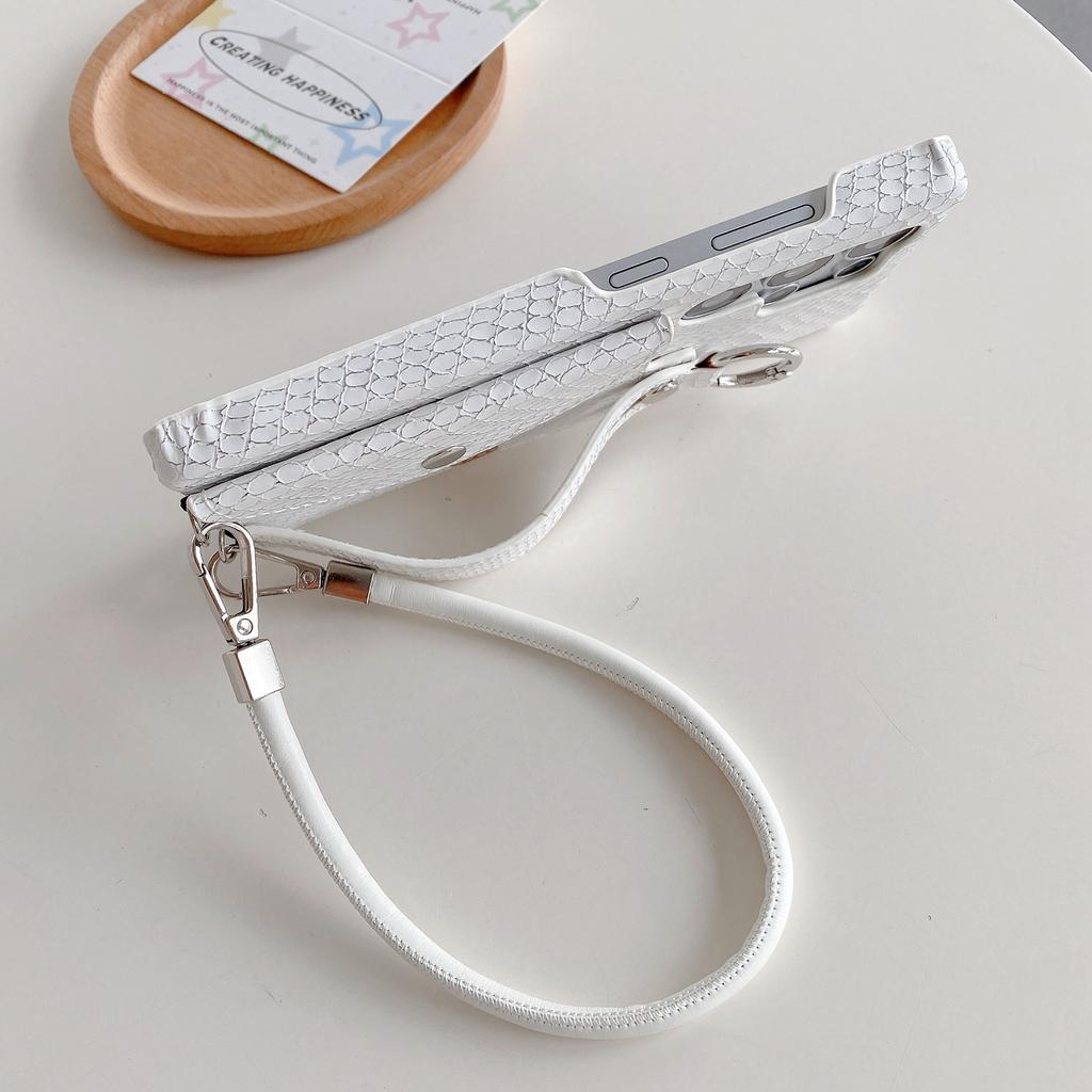 Für Samsung Galaxy S24 Ultra Hülle Kartenhalter Armband Lackierte Schlangentextur PU + PC Rückseite mit Lanyard