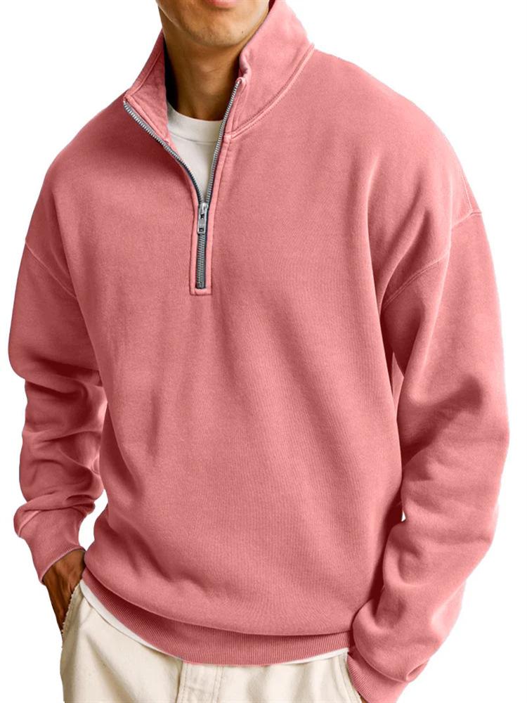 

Men s Versatile Half-Zip Stand-Up Collar Long-Sleeve Sportswear Hoodie, 2025 Fashion Collection 5XL рожевий