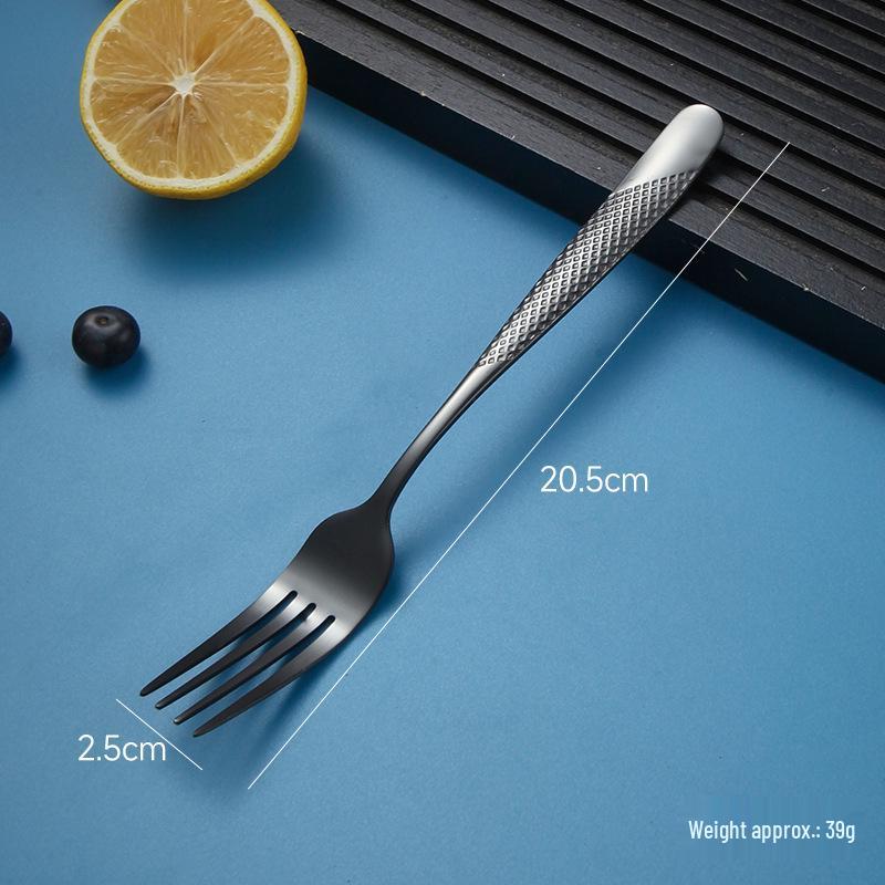 European Stainless Steel Four-Piece Cutlery Set: Star Diamond Steak Knife, Fork, and Coffee Spoon