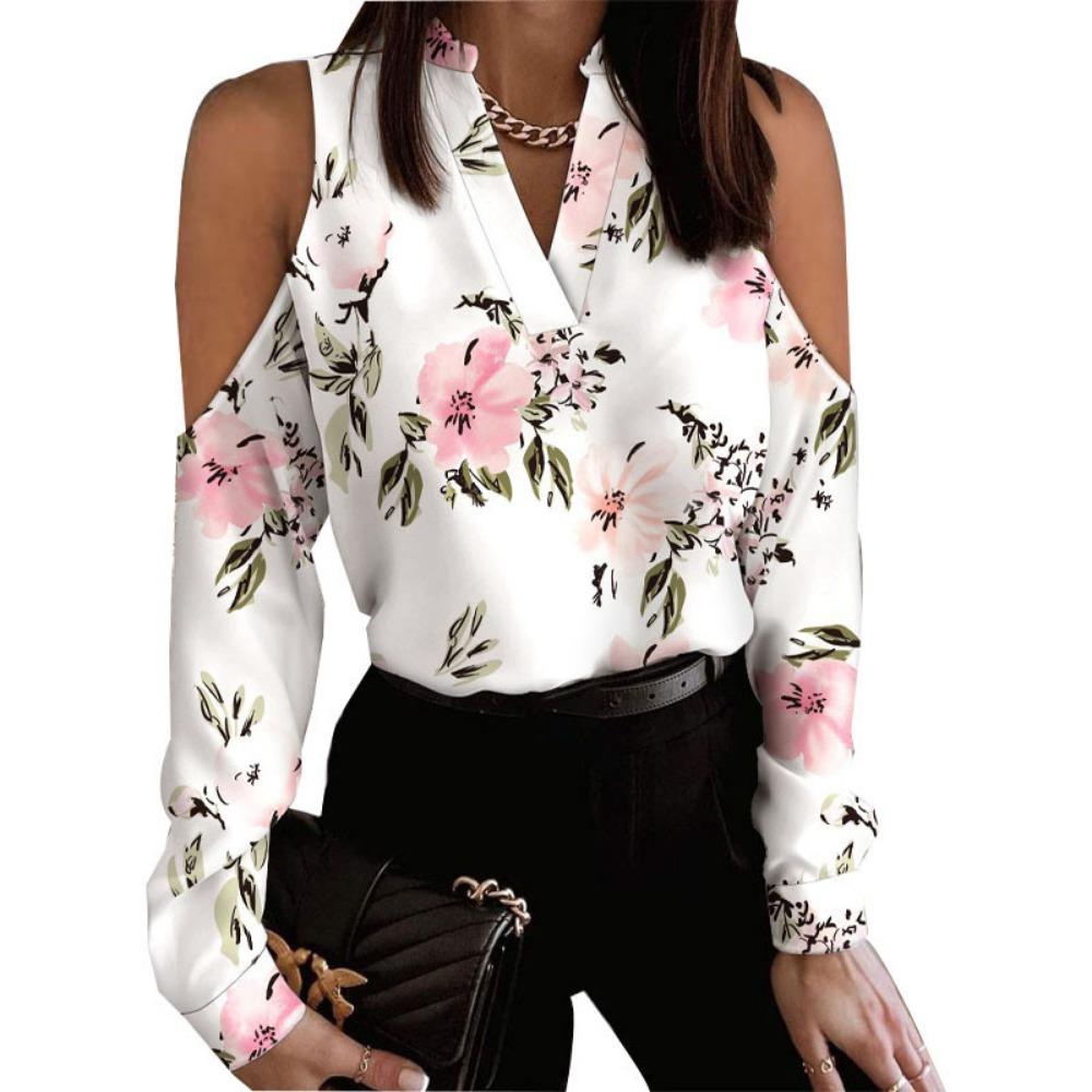 JPNTKY Women's Fashion Casual Autumn Winter Long Sleeve V-Neck Blouses & Shirts