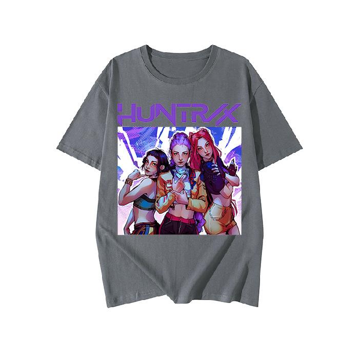 KPop Demon Hunters Fashion Short Sleeve Summer Colorful Printed Versatile Fashion Lightweight Short Sleeve Round Neck T-shirt