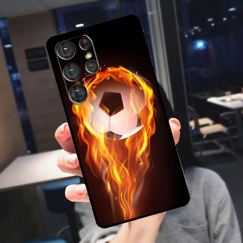 Feuer Fußball Fußball Ball Hülle Für Samsung Galaxy S25 S24 S21 S22 S23 Ultra S9 S10 Plus S24 FE S21 FE Handyhülle
