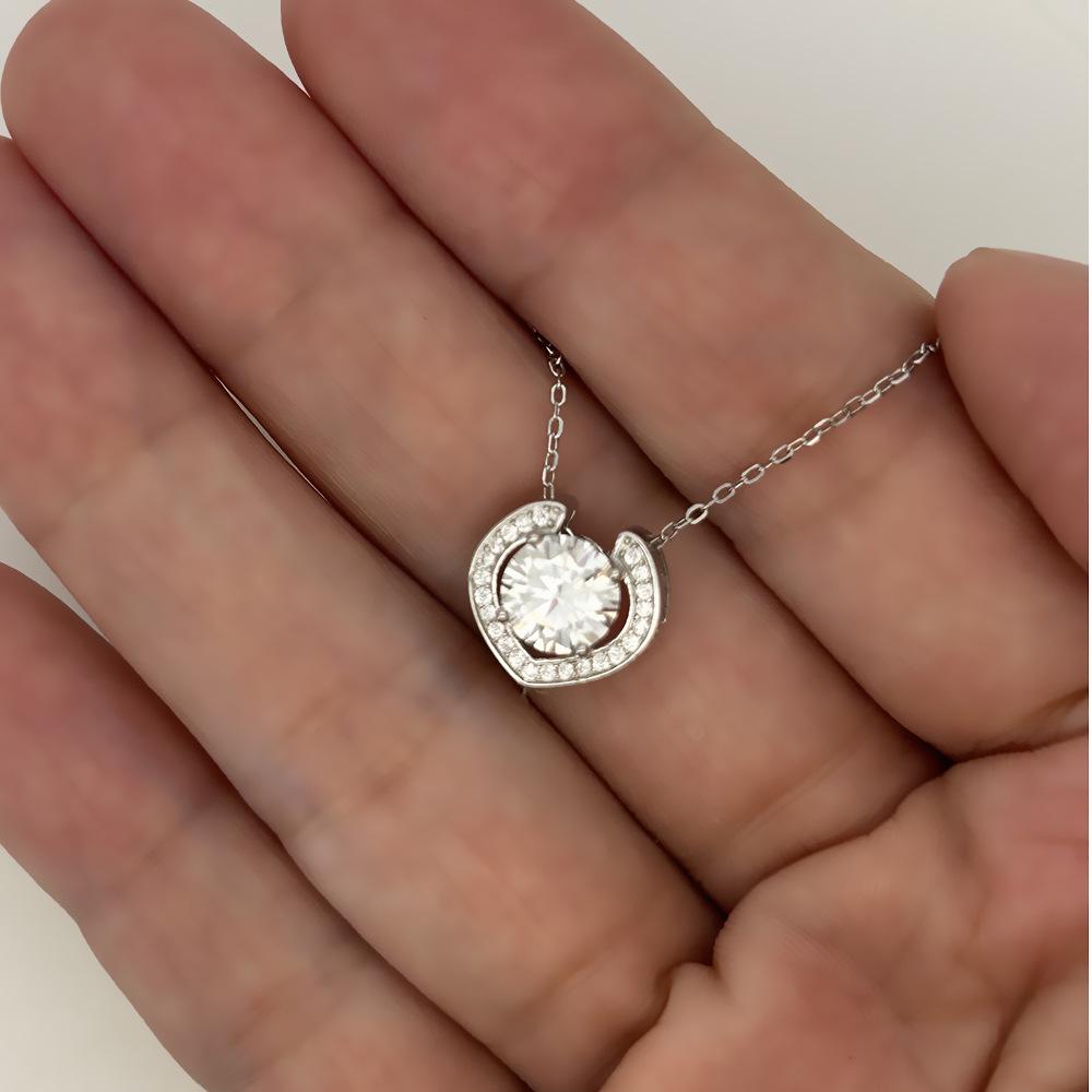 S925 Sterling Silver Heart Moissanite Pendant Necklace - Celebrity Style