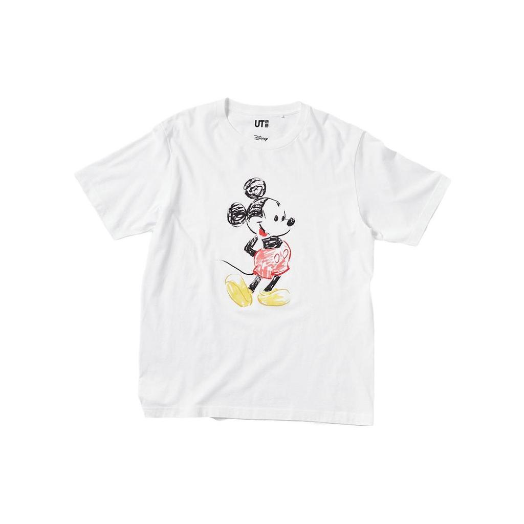 UNIQLO Mickey Mouse Print T-Shirt Men tops White 458608000