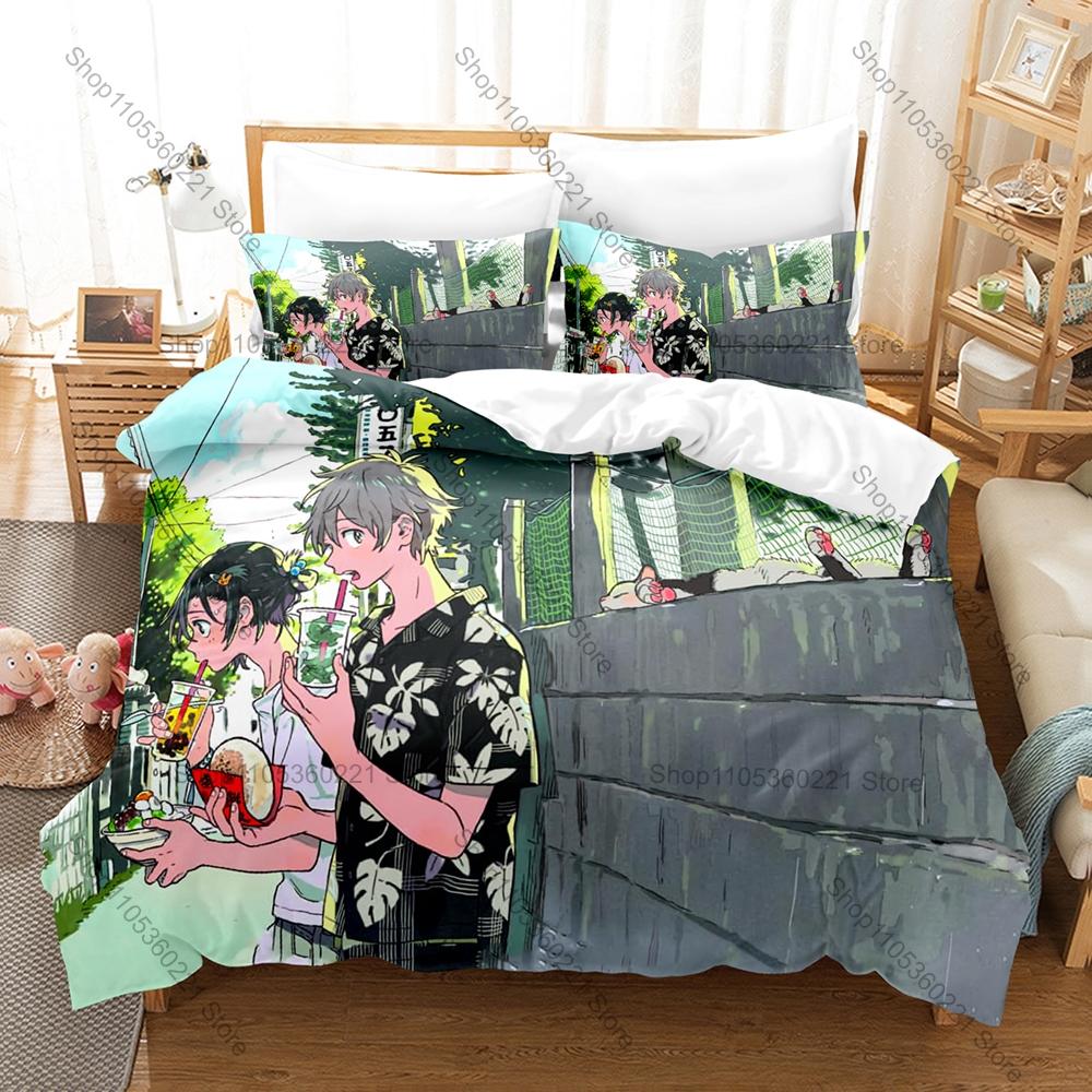 Manga Style Umibe No Etranger Bedding Set, Duvet Cover & 2 Pillowcases, Vivid Coastal Scene Print Comfortable Stylish Bedroom
