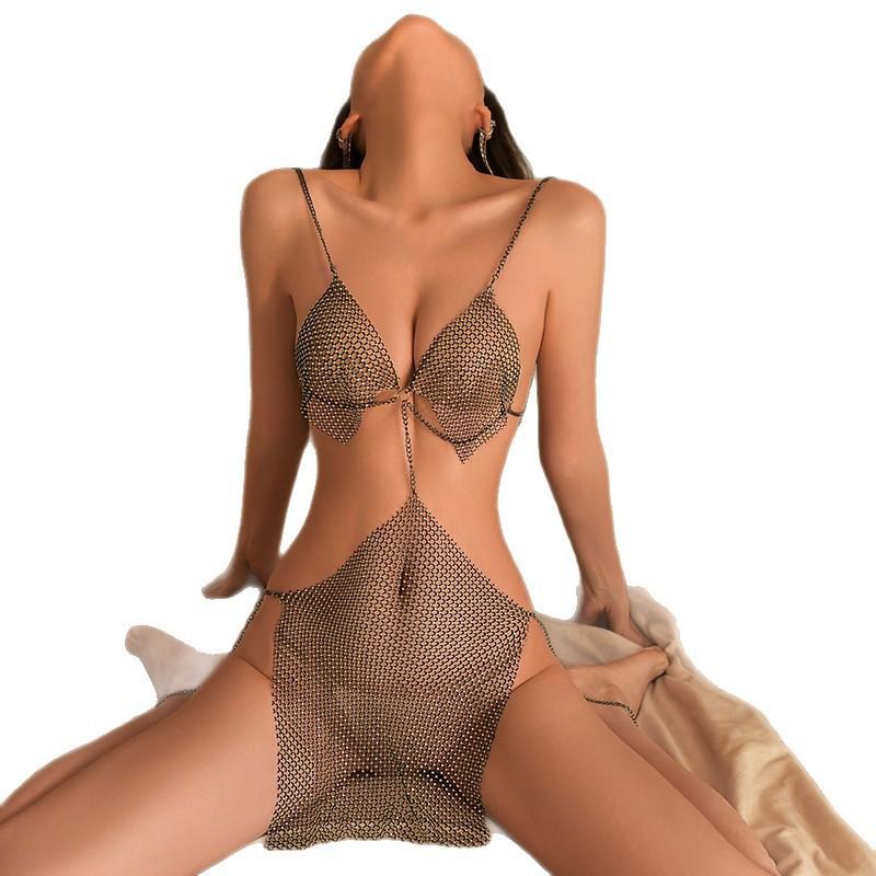 Sex Underwear Sexy Suspender One-piece Perspective Bright Nightclub Girls Seduction Dress Uniform Sex 'Fun Clothing