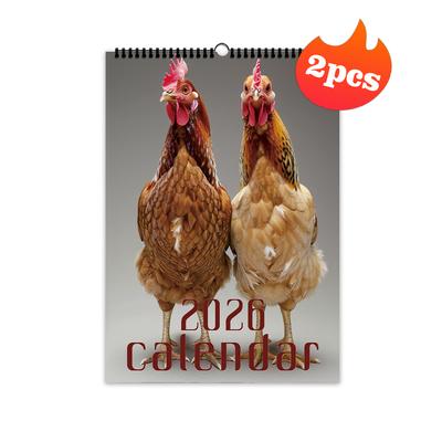 1pc 2026 Abstract Chicken Calendar, Humorous Wall Calendar, 12 Unique Designs, Perfect Gift for Birthdays, Christmas, New Year.