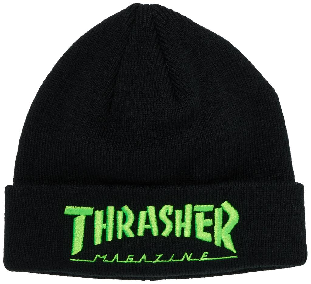 Thrasher Knit Cap Neon Mag Logo Neon FR Kids' (Mag Logo, Color) [24TH-N51K / Beanie] Hat, Black,