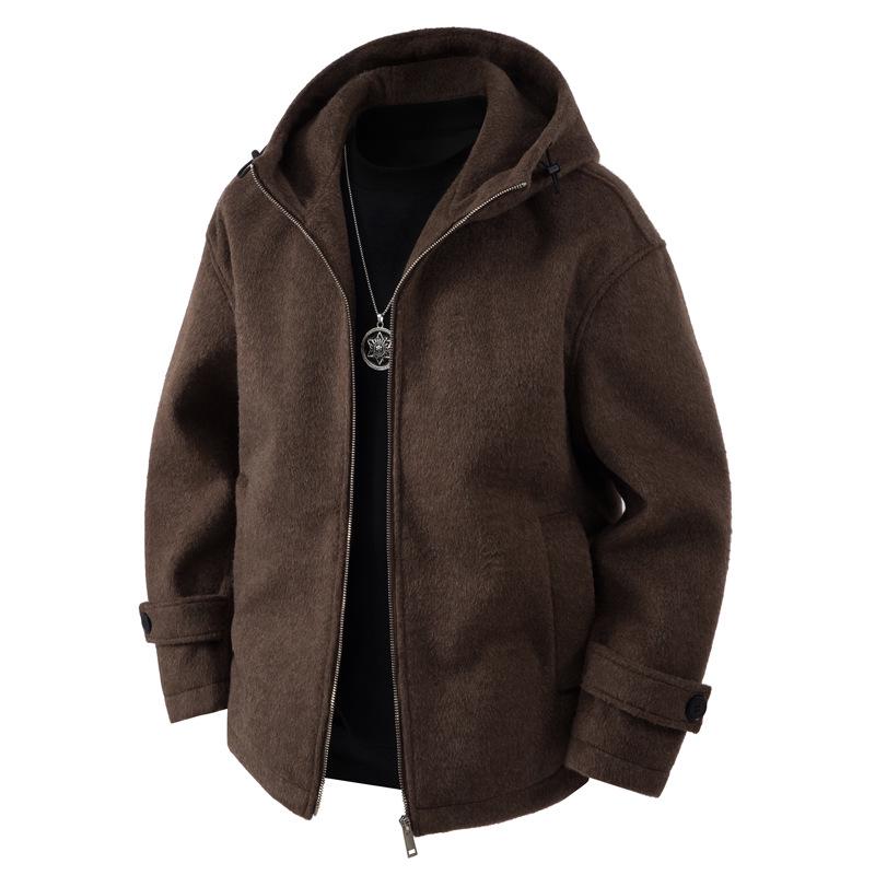 Men's Winter Thick Wool Hooded Zipper Jacket