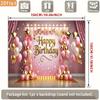 Pink Gold Birthday Tapestry, "Happy Birthday" with Floral and Balloons for Photo Booth