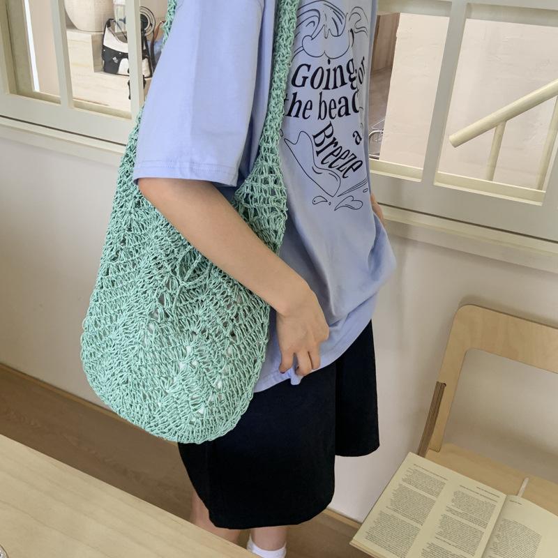 New summer large-capacity knitted bag casual shoulder women's bag seaside vacation beach bag versatile tote bag