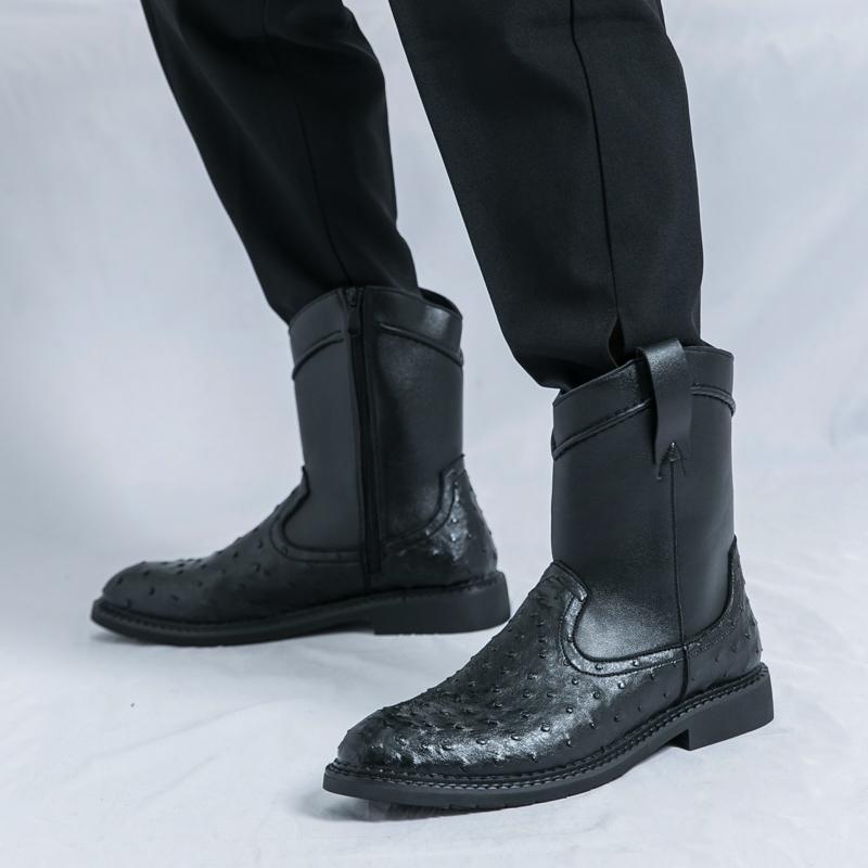 Fashion High top business men's leather shoes Classic design styles Leisure  Formal Party Or daily office Outdoor motorcycle boots -46