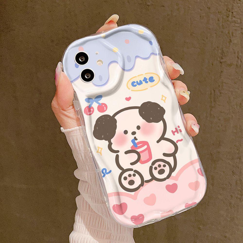 Cartoon cute dog for iPhone17promax phone case Apple 16 cream wave 15/14 fine hole