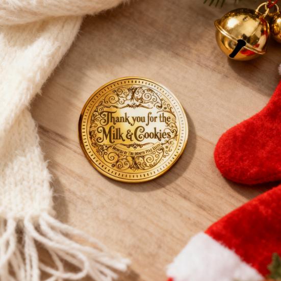 Santa Gold Coin Decorative Christmas Keepsake 4cm Stainless Steel Surprise Token Festive Party Decoration